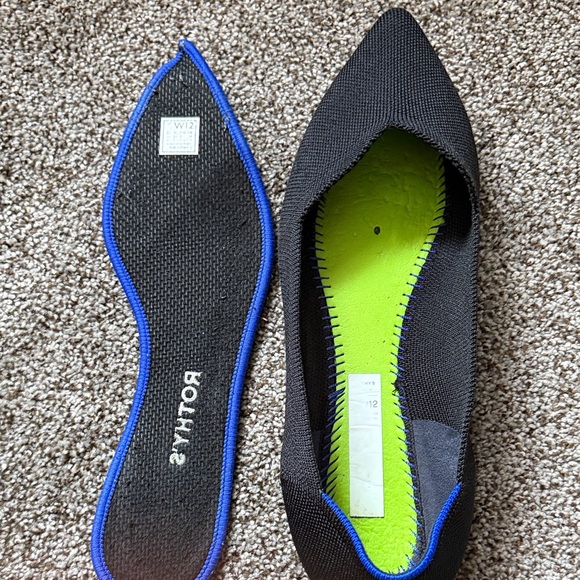 Rothy's Elegant Black Flats with Blue Trim size 12 - Picture 4 of 4